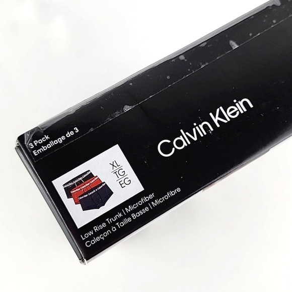 Calvin Klein 3 Pack Microfibre Low Rise Trunk Navy Blue Black Red Size XL - Picture 4 of 9